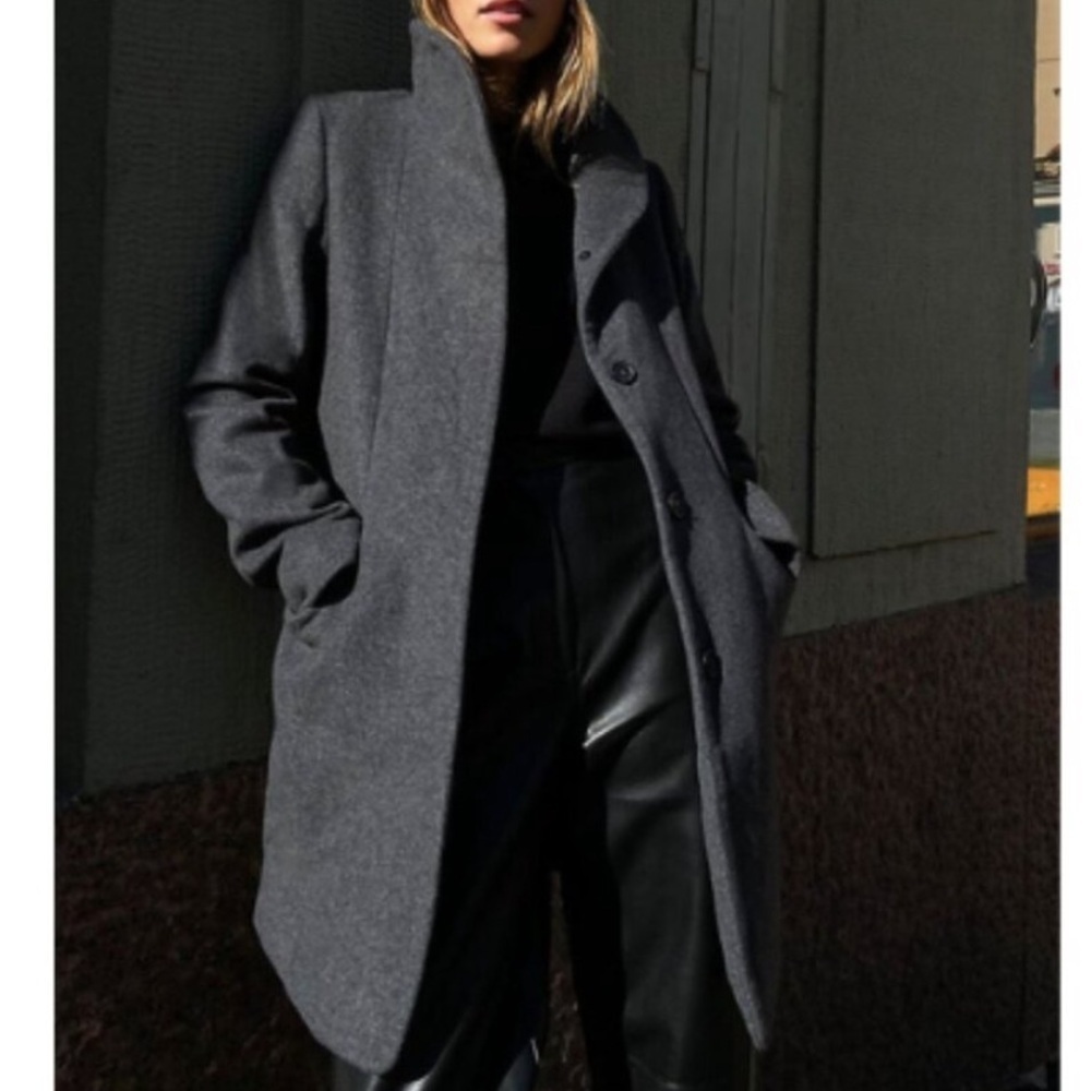 Aritzia Wilfred Cocoon Coat Virgin Wool & Cashmere Blend in Slate Gray Size XXS